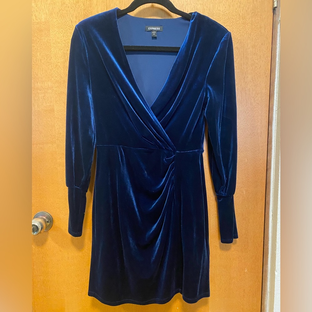 Express velvet blue dress